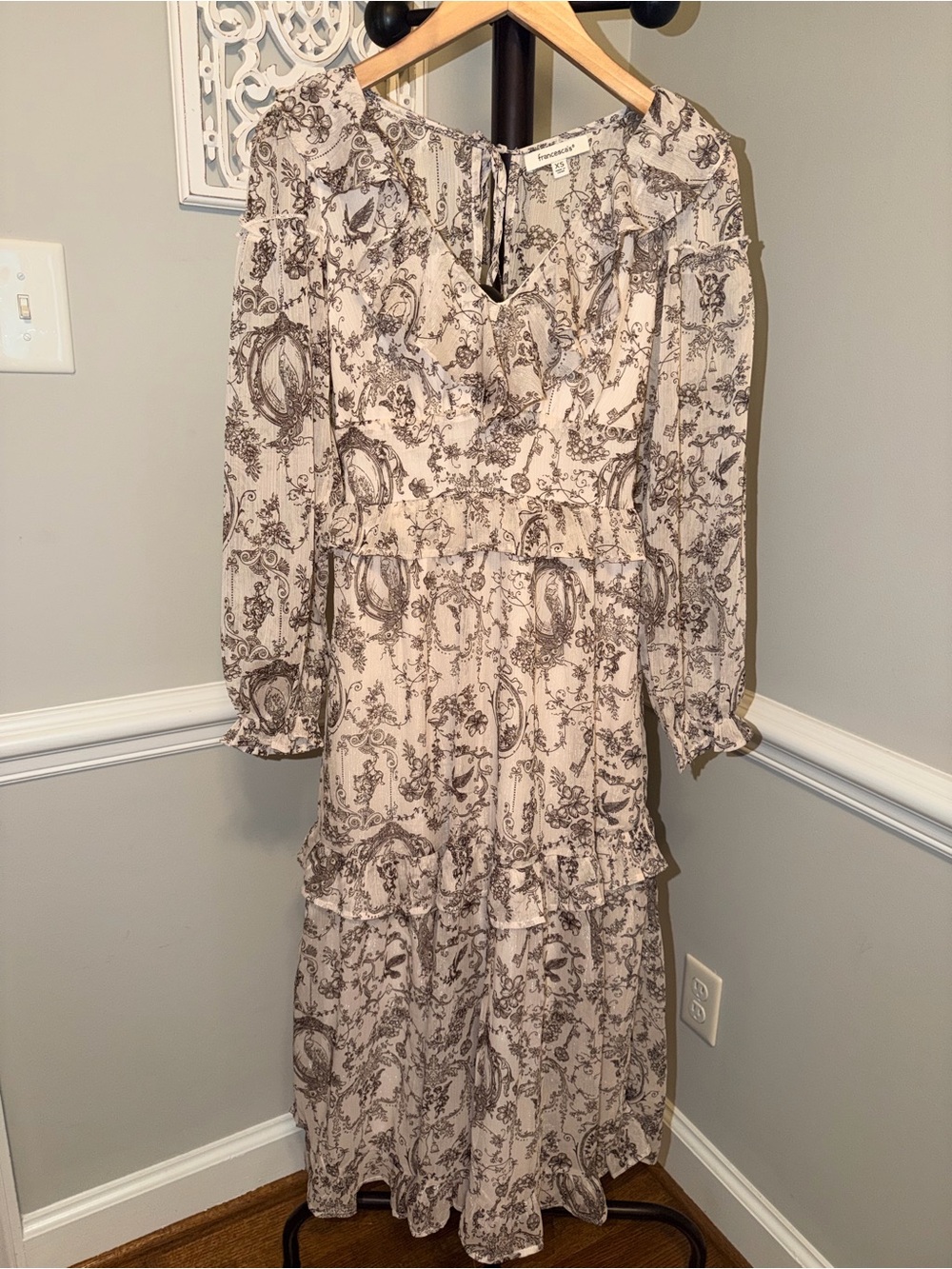 Francesca’s Romantic Toile Ruffle Maxi Dress – XS